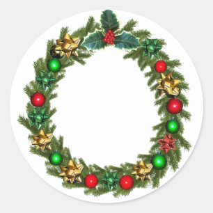 Pegatina Redonda Wreath navidades
