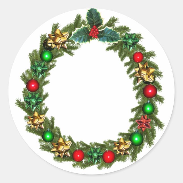 Pegatina Redonda Wreath navidades (Anverso)