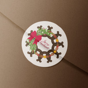 Pegatina Redonda Wreath Navidades de herradura