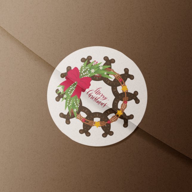 Pegatina Redonda Wreath Navidades de herradura (Subido por el creador)