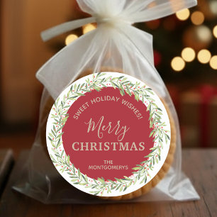 Pegatina Redonda Wreath Navidades de vacaciones caseras