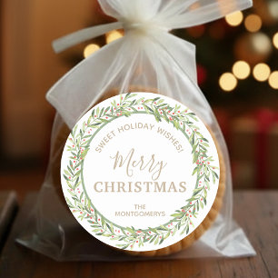 Pegatina Redonda Wreath Navidades de vacaciones caseras