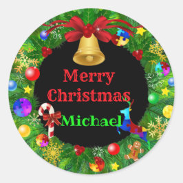 Pegatina Redonda Wreath, Navidades del autismo