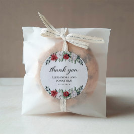 Pegatina Redonda Wreath navidades | Floral Holiday Boda Classic