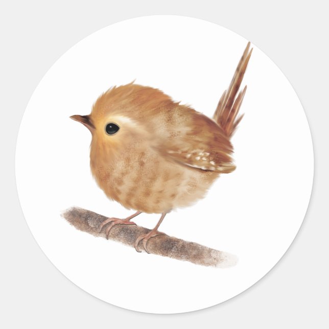 Pegatina Redonda Wren Bird Personalizada (Anverso)