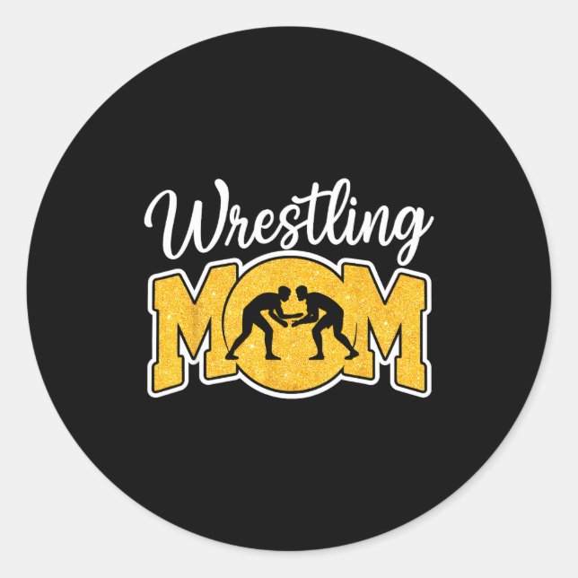 Pegatina Redonda Wrestling Mom Funny Wrestle Wrestler Parent Mother (Anverso)