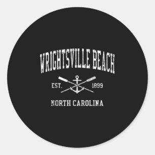 Pegatina Redonda Wrightsville Beach Nc Vintage Crossed Oars & amp; 