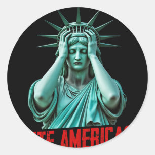 Pegatina Redonda Wtf América Estatua de la Libertad Anti-trump Polí