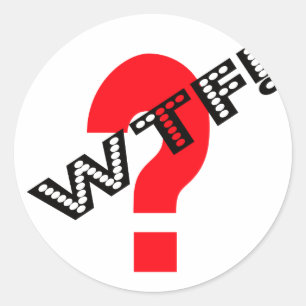 Pegatina Redonda WTF con signo de interrogación