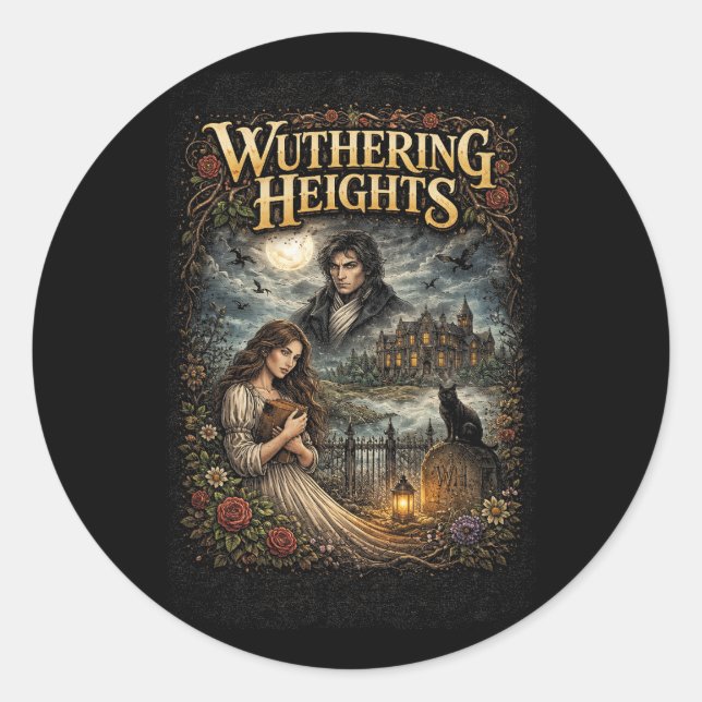 Pegatina Redonda Wuthering Heights (Anverso)