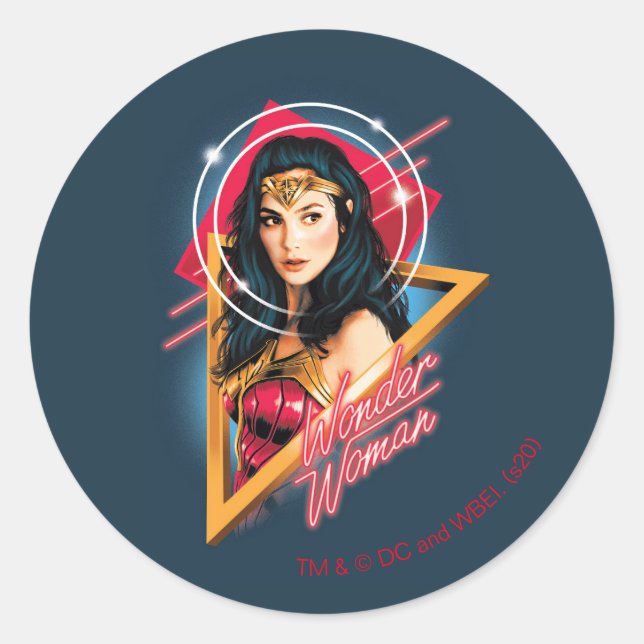 Pegatina Redonda WW84 | Wonder Woman Retrowave Character Badge (Anverso)
