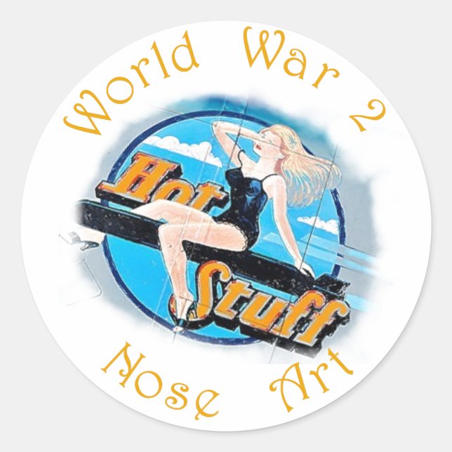 Pegatina Redonda WW 2 Nose Art (Anverso)
