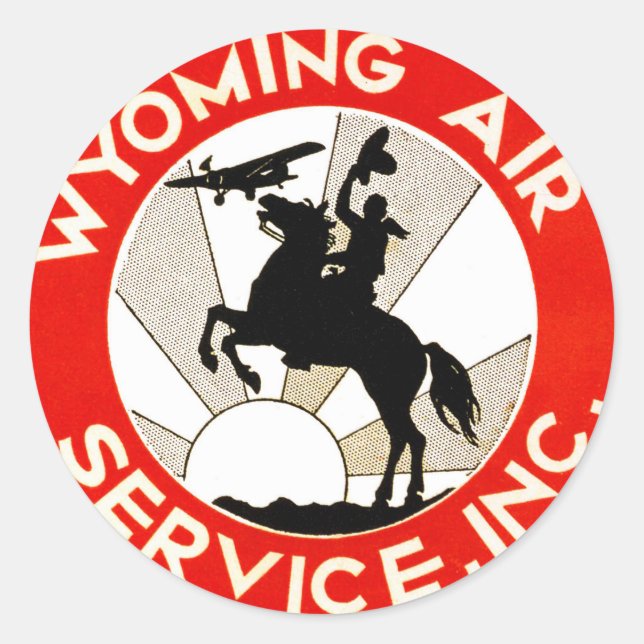 Pegatina Redonda Wyoming Air Service (Anverso)