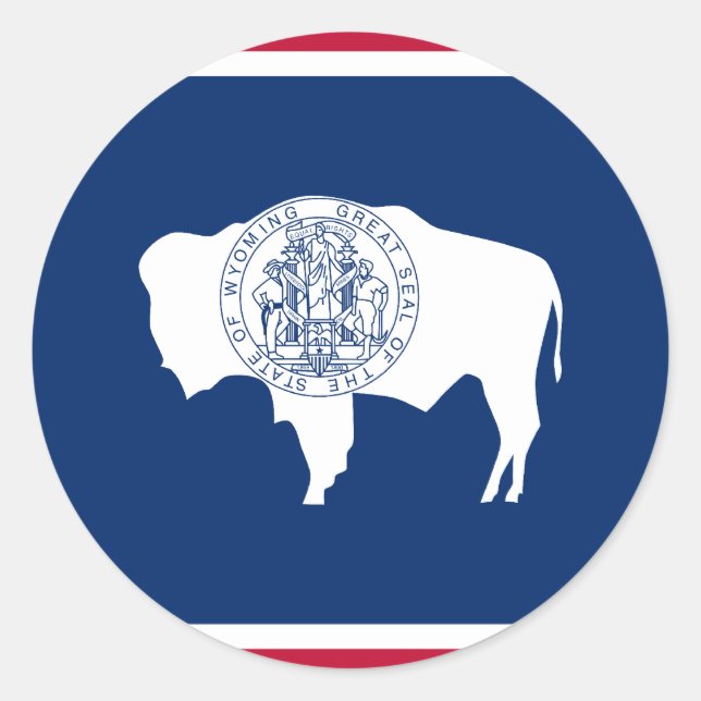 Pegatina Redonda Wyoming, bandera de los Estados Unidos (Anverso)