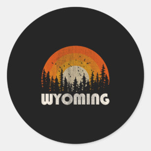 Pegatina Redonda Wyoming - naturaleza divertida vintage senderismo