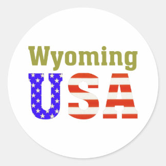 Pegatina Redonda ¡Wyoming USA!