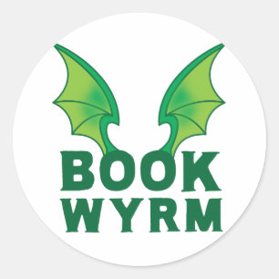 PEGATINA REDONDA WYRM DE LIBRO