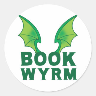 PEGATINA REDONDA WYRM DE LIBRO