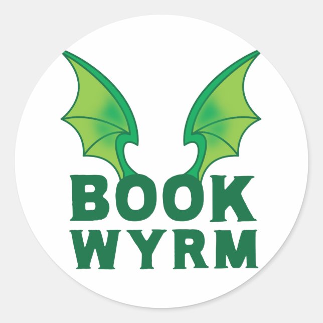 PEGATINA REDONDA WYRM DE LIBRO (Anverso)