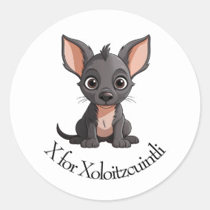 Pegatina Redonda X para Xoloitzcuintli