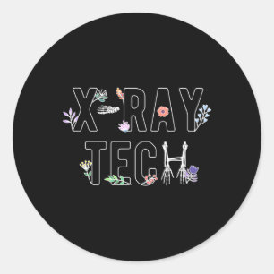 Pegatina Redonda X-Ray Tech Flores Tecnólogo De Rayos X Xray Tech
