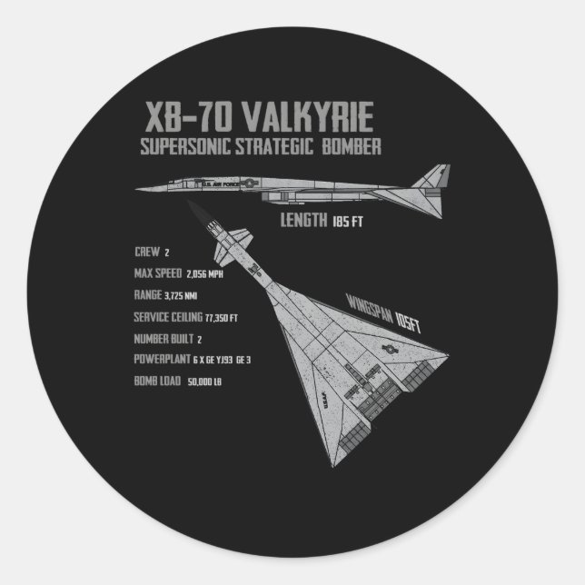 Pegatina Redonda Xb-70 Valkyrie (Anverso)