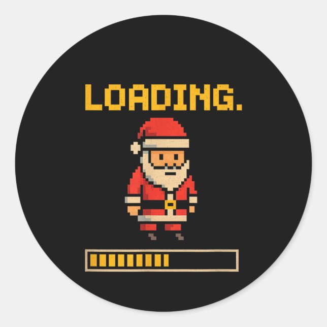 Pegatina Redonda Xel Santa Loading Retro Christmas Gamer Shirt  (Anverso)