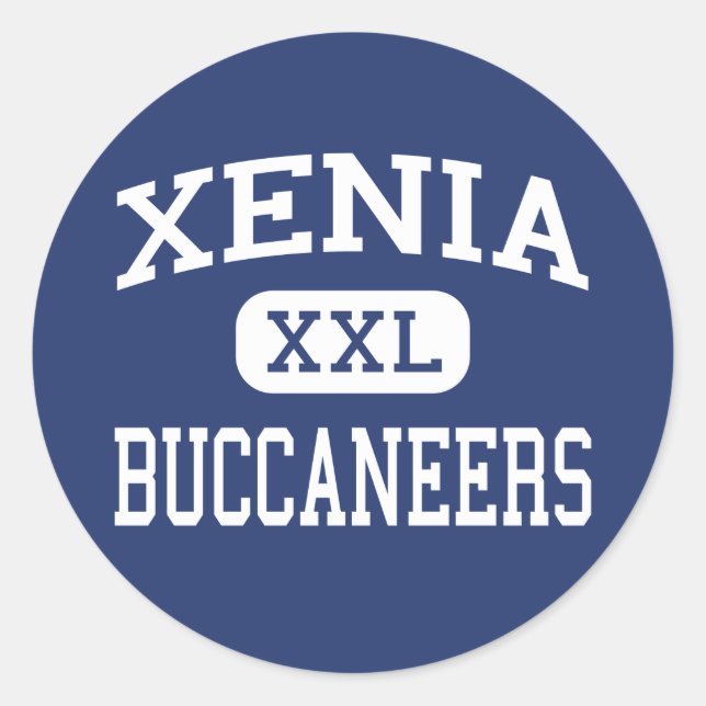 Pegatina Redonda Xenia - Buccaneros - Secundaria - Xenia Ohio (Anverso)