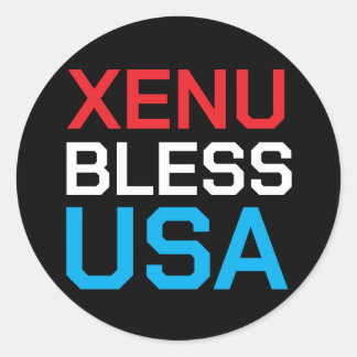 Pegatina Redonda Xenu Bendiga a Estados Unidos