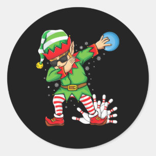Pegatina Redonda Xmas Dabbing Elf Bowl Ll y Navidades Pins se dobla