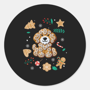 Pegatina Redonda Xmas Dog Gingerbread Goldendoodle Golden Doodle Ch