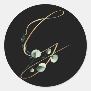 Pegatina Redonda xmas en monograma de invierno