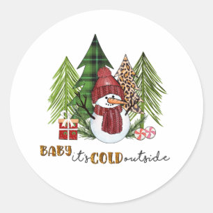 Pegatina Redonda Xmas Gift Baby It Is Cold Outside