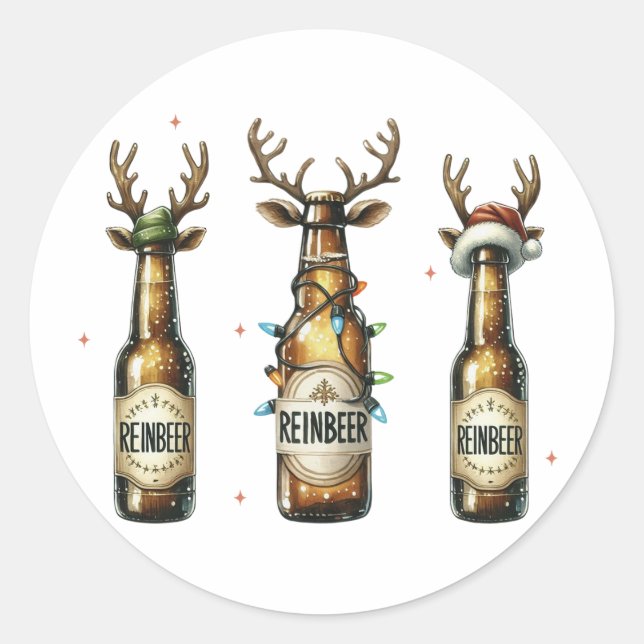 Pegatina Redonda Xmas Gift Reinbeer Reinbeer (Anverso)