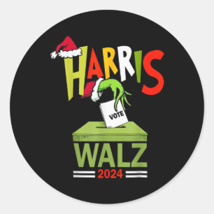 Pegatina Redonda Xmas Harris Waltz Elecciones Kamala Harris Tim Wal