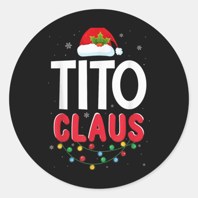 Pegatina Redonda Xmas Light Tito Santa Claus Christmas Matching Cos (Anverso)