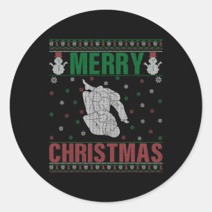 Pegatina Redonda Xmas Pjs coincidiendo con Jiu Jitsu luchador contr