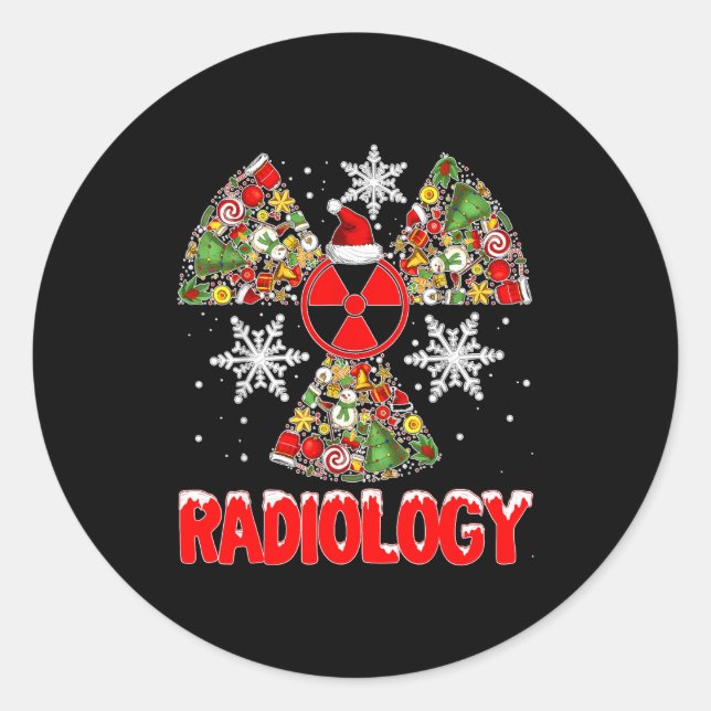 Pegatina Redonda Xmas Radiology Christmas Radiologist Xray Tech Cut (Anverso)