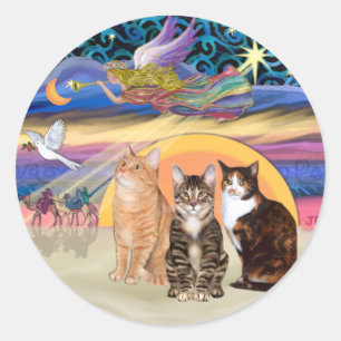 Pegatina Redonda Xmas Star (R)  -Tres gatos (AmSH)