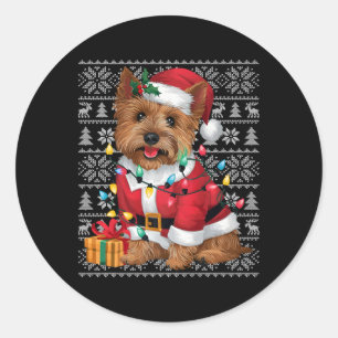 Pegatina Redonda Xmas Sweater Style Ugly Santa Cairn Terrier Dog Ch