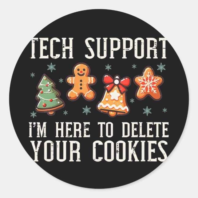Pegatina Redonda Xmas Tech Support Christmas Cookies Women Men  (Anverso)