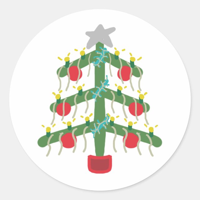 Pegatina Redonda Xmas Tree (Anverso)