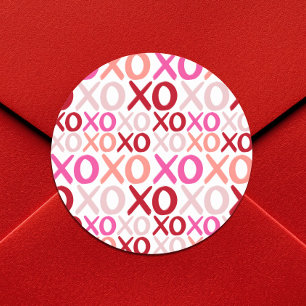Pegatina Redonda XOXO Abrazos y besos Fiesta moderno de Galentina G