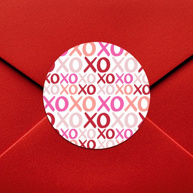 Pegatina Redonda XOXO Abrazos y besos Fiesta moderno de Galentina G (XOXO Hugs and Kisses Modern Girly Galentine Party Classic Round Sticker)