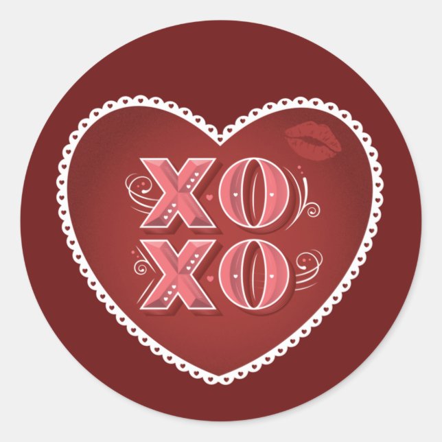 Pegatina Redonda XOXO (Abrazos y Besos) / Stickers (Anverso)