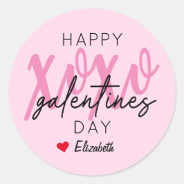 Pegatina Redonda XOXO Feliz Día de Galentine