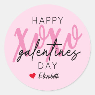 Pegatina Redonda XOXO Feliz Día de Galentine