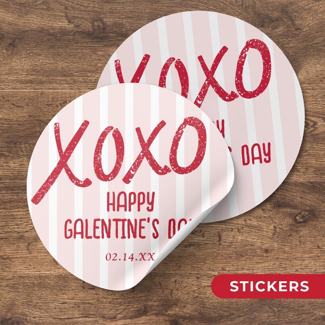 Pegatina Redonda XOXO Hand Drawn Galentine’s Day Party (Subido por el creador)