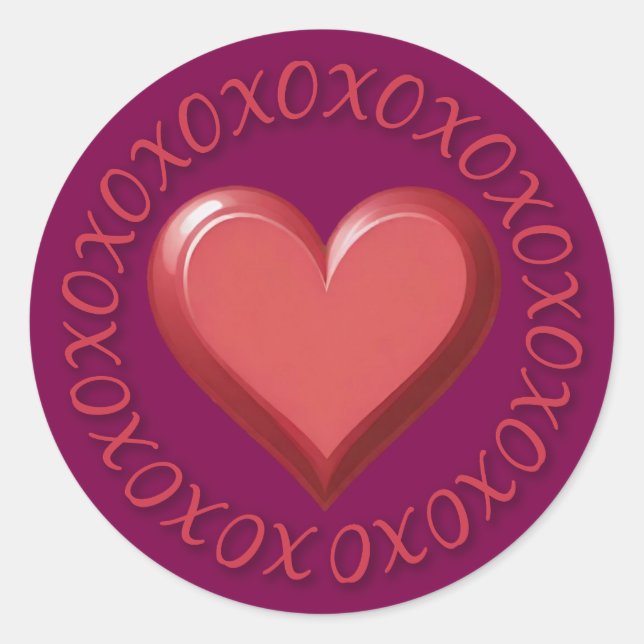 Pegatina Redonda XOXO Heart Stickers (Anverso)
