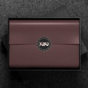 Pegatina Redonda XOXO Hearts Rubor Pink Pincel con letras de mano